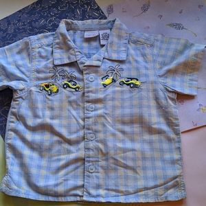 🐻24 months, Sonoma plaid cotton shirt with Jeep embellishments